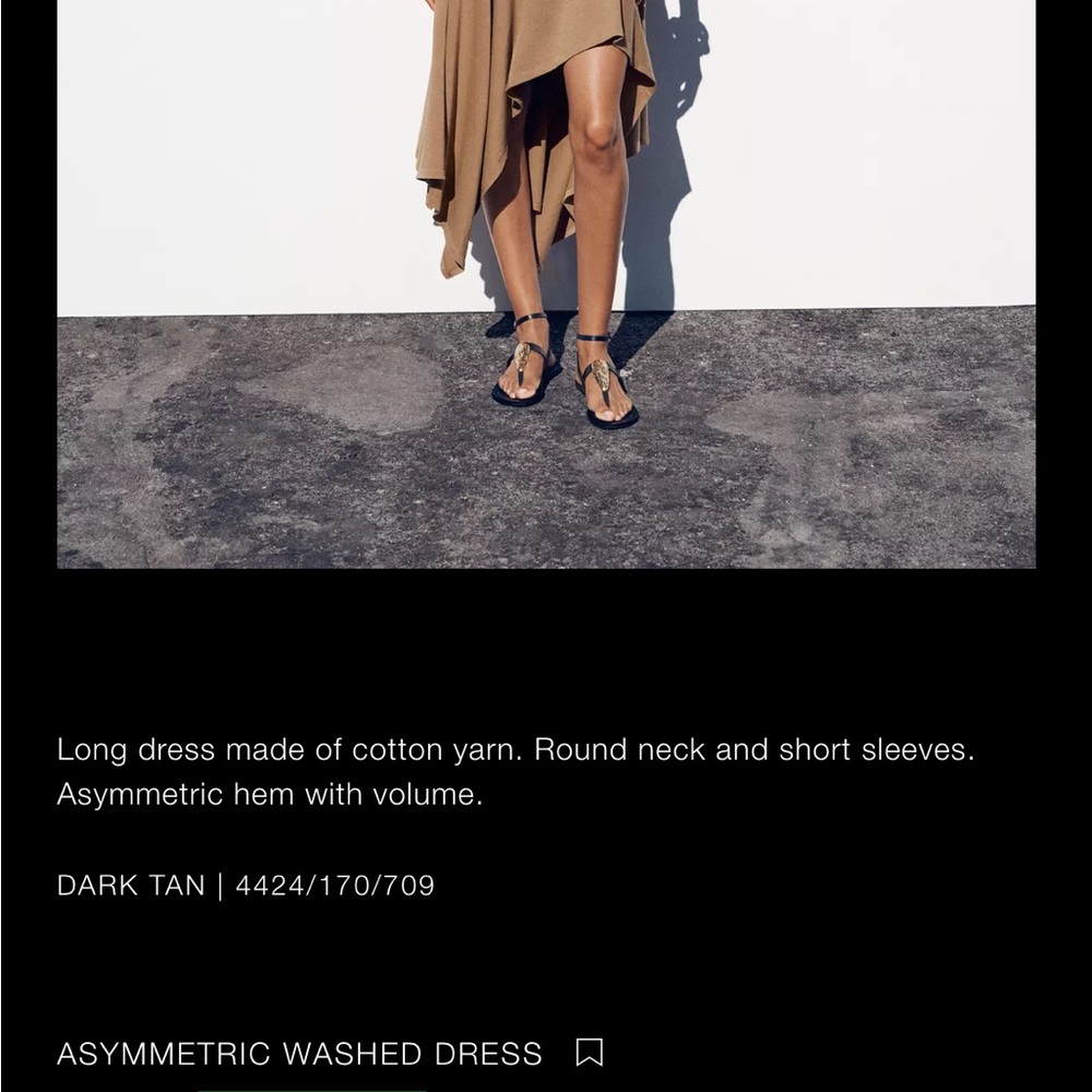 Zara, dark tan, asymmetric washed dress, M - Picture 11 of 11
